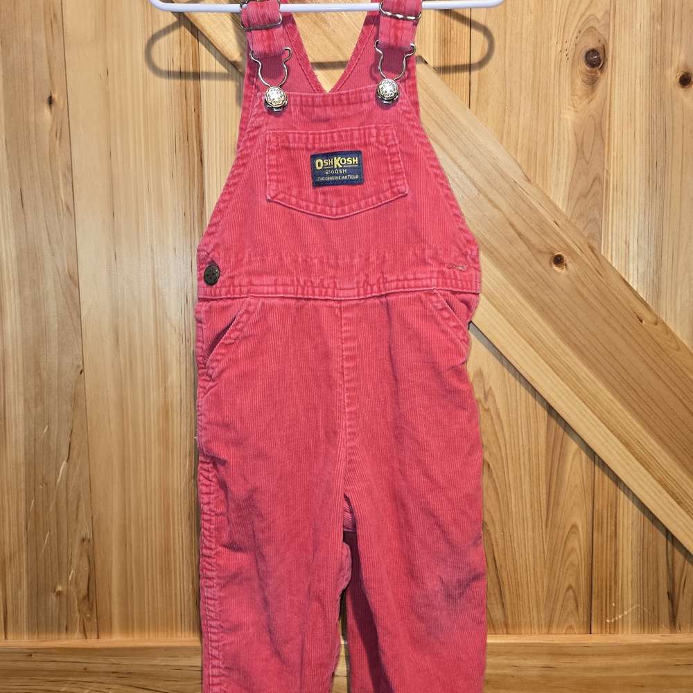 OshKosh B'gosh Red Corduroy Overalls for Kids Vintage 24 months